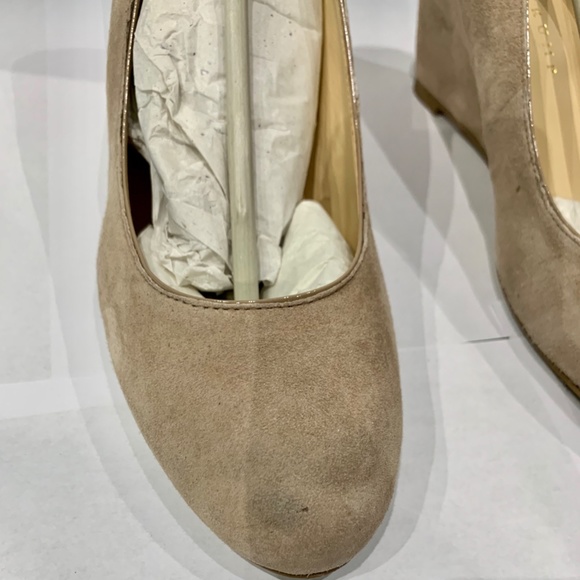 Ivanka Trump Linear Dark Suede Wedges - Picture 2 of 8